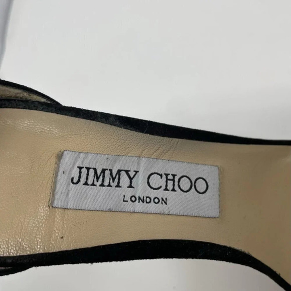 Jimmy Choo Leather Misty 120 Twilight Black Suede Glitter Sandals Heels 38.5/8.5 - Picture 10 of 14